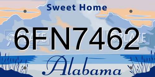 6FN7462 Alabama License Plate