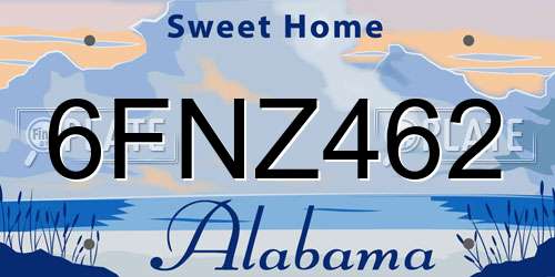 6FNZ462 Alabama License Plate