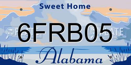 6FRB05 Alabama License Plate