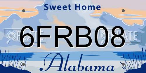 6FRB08 Alabama License Plate