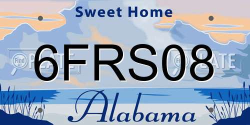 6FRS08 Alabama License Plate
