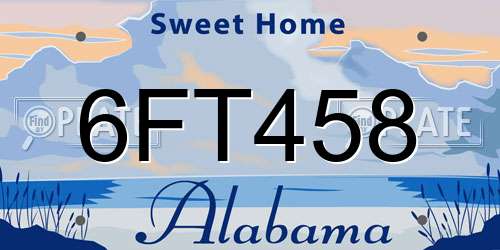 6FT458 Alabama License Plate