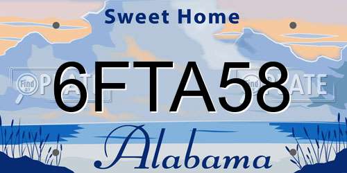 6FTA58 Alabama License Plate
