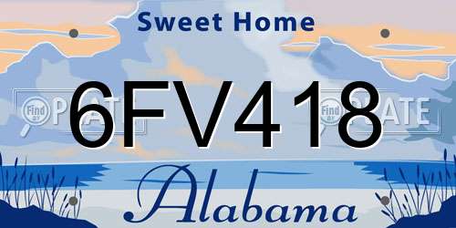 6FV418 Alabama License Plate