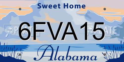 6FVA15 Alabama License Plate