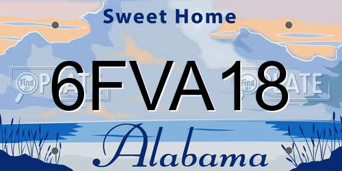 6FVA18 Alabama License Plate
