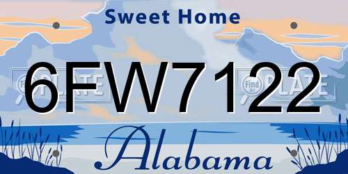 6FW7122 Alabama License Plate