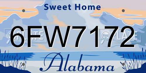 6FW7172 Alabama License Plate