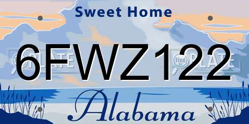 6FWZ122 Alabama License Plate