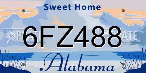 6FZ488 Alabama License Plate
