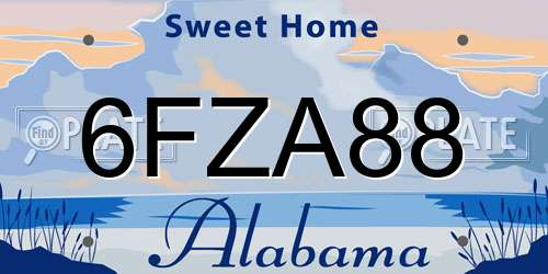 6FZA88 Alabama License Plate