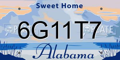 6G11T7 Alabama License Plate