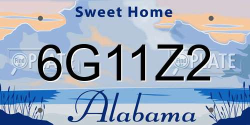 6G11Z2 Alabama License Plate