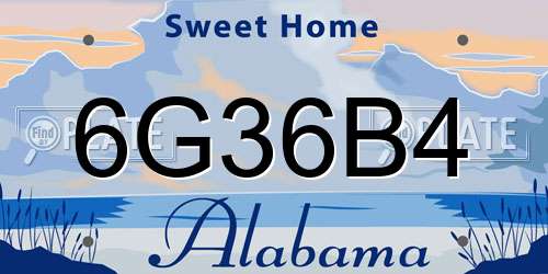 6G36B4 Alabama License Plate