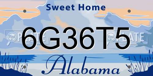 6G36T5 Alabama License Plate