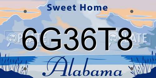 6G36T8 Alabama License Plate