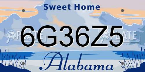 6G36Z5 Alabama License Plate