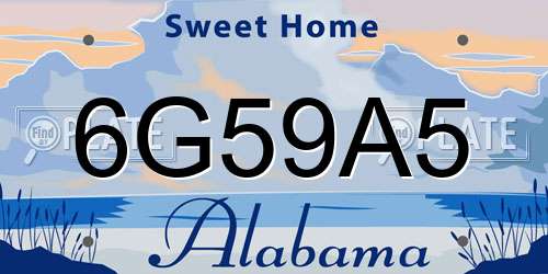 6G59A5 Alabama License Plate