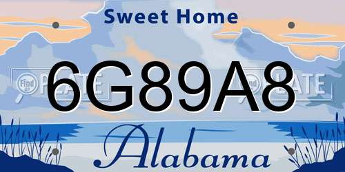 6G89A8 Alabama License Plate