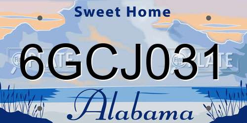 6GCJ031 Alabama License Plate