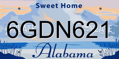 6GDN621 Alabama License Plate