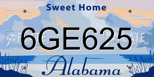 6GE625 Alabama License Plate
