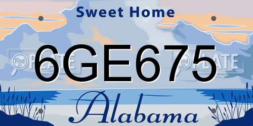 6GE675 Alabama License Plate