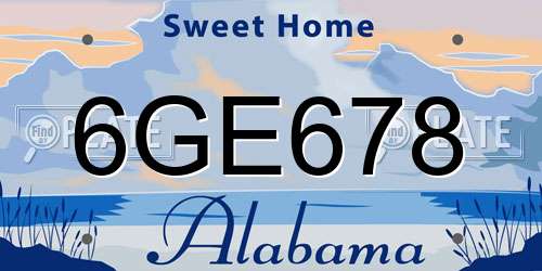 6GE678 Alabama License Plate