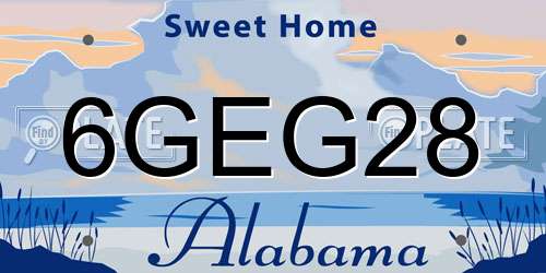 6GEG28 Alabama License Plate