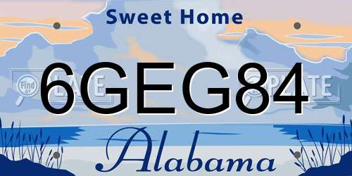 6GEG84 Alabama License Plate