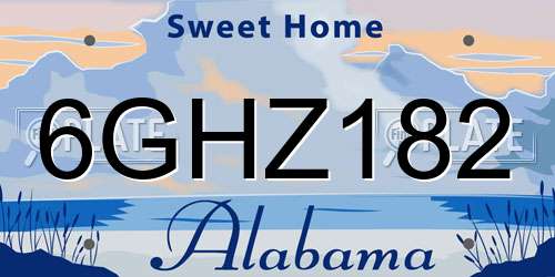 6GHZ182 Alabama License Plate