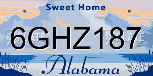 6GHZ187 Alabama License Plate