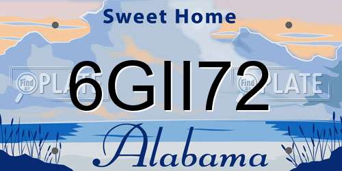 6GII72 Alabama License Plate