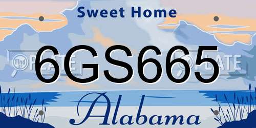 6GS665 Alabama License Plate