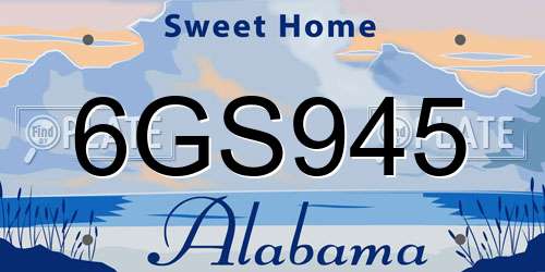 6GS945 Alabama License Plate