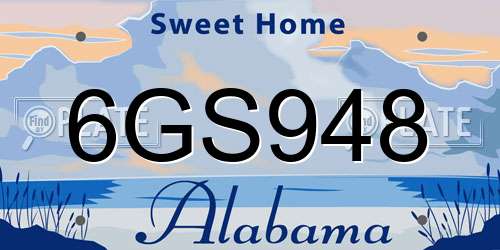 6GS948 Alabama License Plate