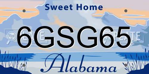 6GSG65 Alabama License Plate