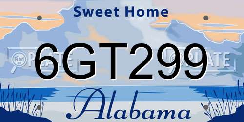 6GT299 Alabama License Plate