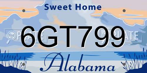 6GT799 Alabama License Plate