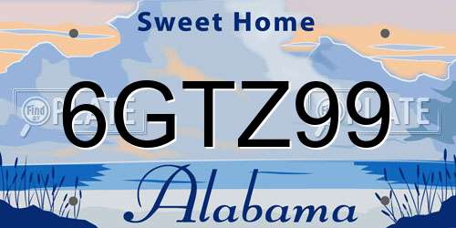 6GTZ99 Alabama License Plate