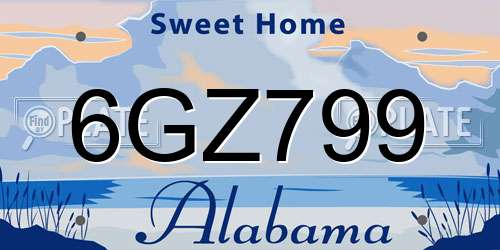 6GZ799 Alabama License Plate