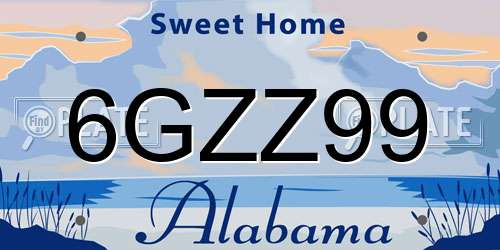 6GZZ99 Alabama License Plate