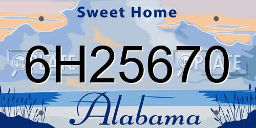 6H25670 Alabama License Plate