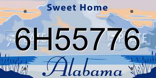 6H55776 Alabama License Plate