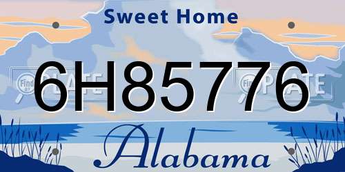 6H85776 Alabama License Plate