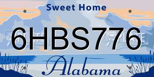 6HBS776 Alabama License Plate