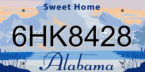 6HK8428 Alabama License Plate