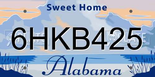6HKB425 Alabama License Plate