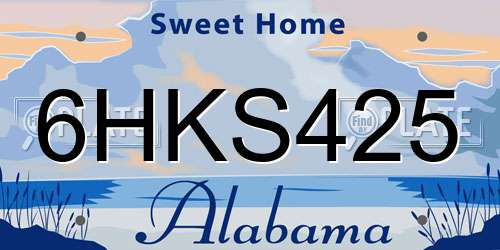 6HKS425 Alabama License Plate