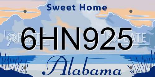6HN925 Alabama License Plate